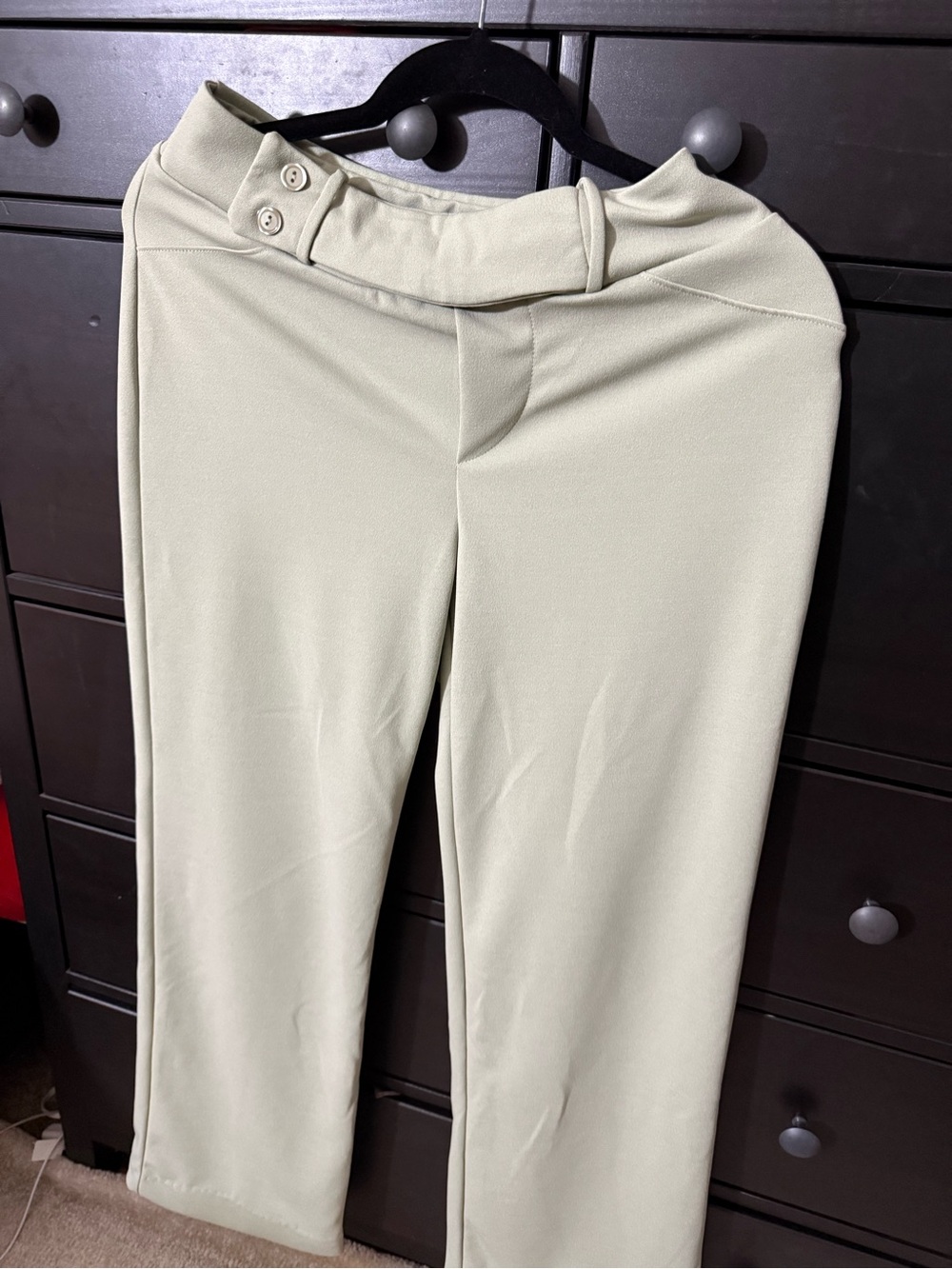 Fashion Nova Light Sage Green High-Waist Trousers